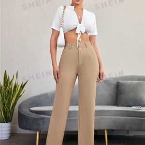 Beige High Waisted Pants